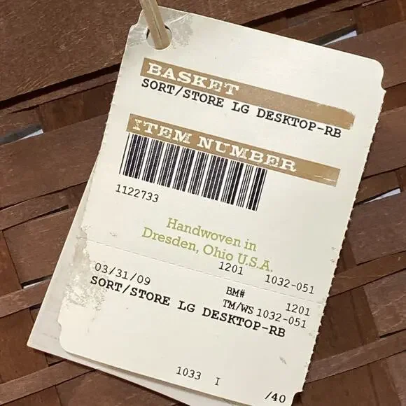 New Longaberger Large Desktop Sort & Store Basket Rich Brown Metal Ring 2009